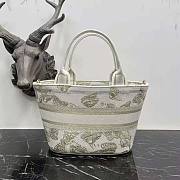 Dior Basket Bag White and Gold-tone Gradient Butterflies Embroidery Size 27 x 20 x 8 cm  - 4