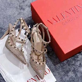 Valentino Rockstud Mesh Pump with Crystals and Straps 100mm