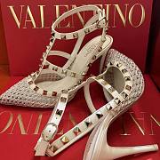 Valentino Rockstud Mesh Pump with Crystals and Straps 100mm - 5