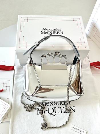 Alexander McQueen Hobo Bag Silver Small Size 20 x 12 x 8 cm