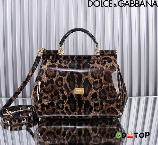 Dolce & Gabbana DG Medium Leopard-print Patent Leather Top Handle Size 25 x 12 x 20 cm - 1