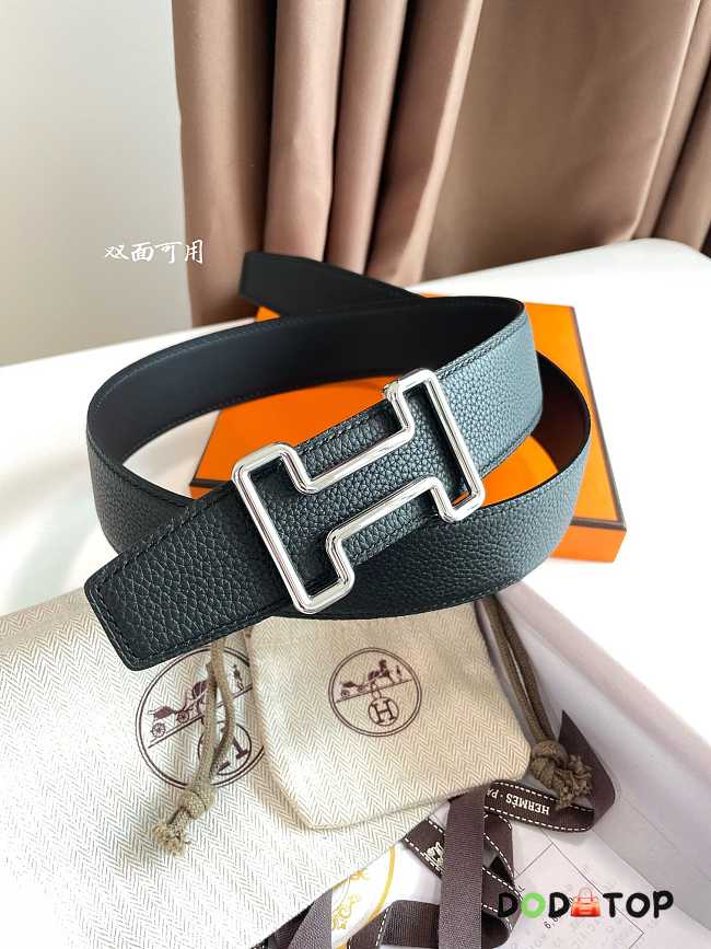 Hermes Constance Belt Buckle & Reversible Leather Strap 3.8 cm Black - 1