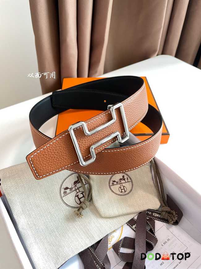 Hermes Constance Belt Buckle & Reversible Leather Strap 3.8 cm Brown - 1