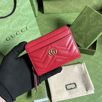 Gucci Marmont Wallet Red Size 11.5 x 8.5 x 3 cm