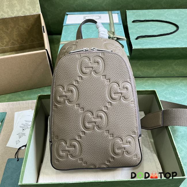 Gucci Jumbo GG Crossbody Bag In Gray Leather Size 19 x 29 x 7 cm - 1