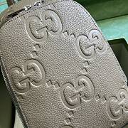 Gucci Jumbo GG Crossbody Bag In Gray Leather Size 19 x 29 x 7 cm - 6