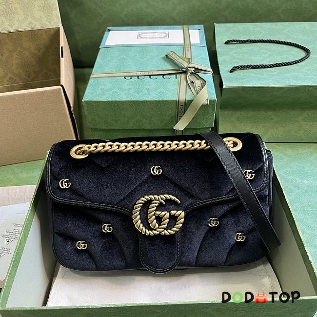 Gucci GG Marmont Small Shoulder Bag Black Velvet Size 26 x 15 x 7 cm - 1