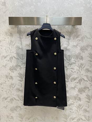 Louis Vuitton Double-Breasted Satin Dress Black