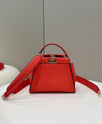 Fendi Peekaboo Handbag Red Pink Size 23 x 12 x 19 cm