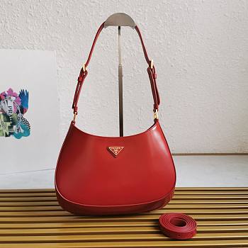 Prada Cleo Brushed Leather Red Bag Size 22 x 18.5 x 4.5 cm