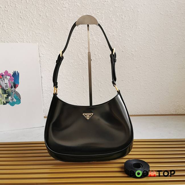 Prada Cleo Brushed Leather Black Bag Size 22 x 18.5 x 4.5 cm - 1