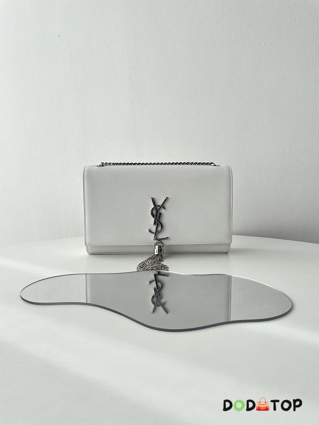 YSL Kate Chain Bag White Silver Hardware Size 24 x 14.5 x 5 cm - 1