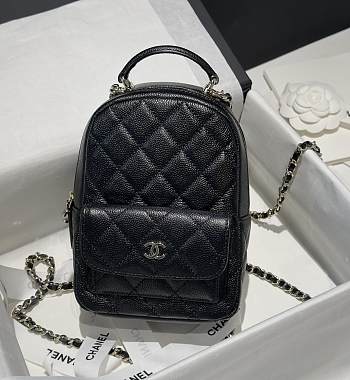 Chanel 24C Mini Small School Bag Backpack Black Size 22 x 18 x 10 cm