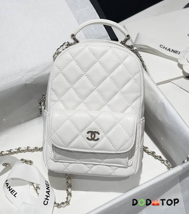 Chanel 24C Mini Small School Bag Backpack White Size 22 x 18 x 10 cm - 1
