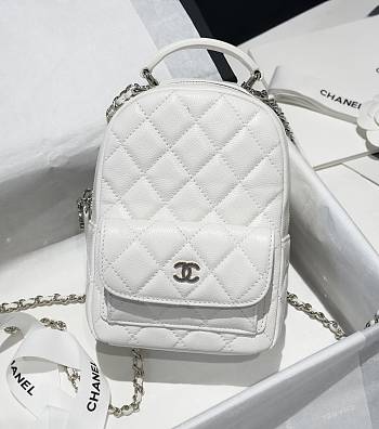 Chanel 24C Mini Small School Bag Backpack White Size 22 x 18 x 10 cm