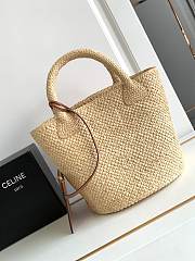 Celine Classic Panier In Raffia And Calfskin Tote Bag Size 21.5 x 22 x 13 cm - 3