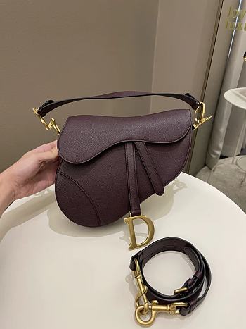 Dior Saddle Bag Amaranth  Grained Calfskin Size 26 x 20 x 7 cm