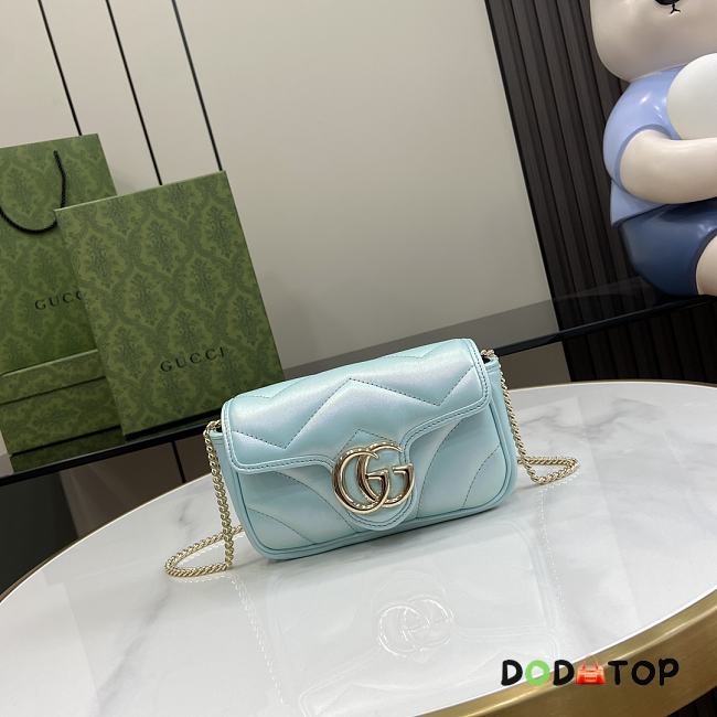 Gucci GG Marmont Super Mini Bag Blue Size 10 x 16.5 x 4.5 cm - 1