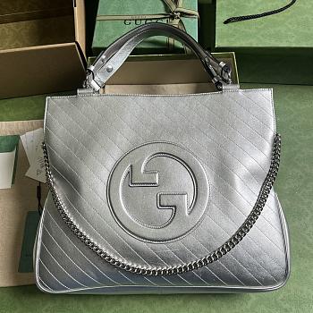 Gucci Blondie Medium Tote Bag Silver Size 34.5 x 41 x 8 cm