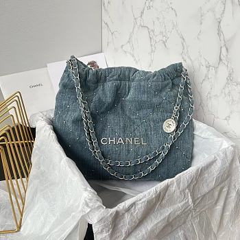 Chanel Denim 22 Bag With Pearl Size 39 x 42 x 8 cm