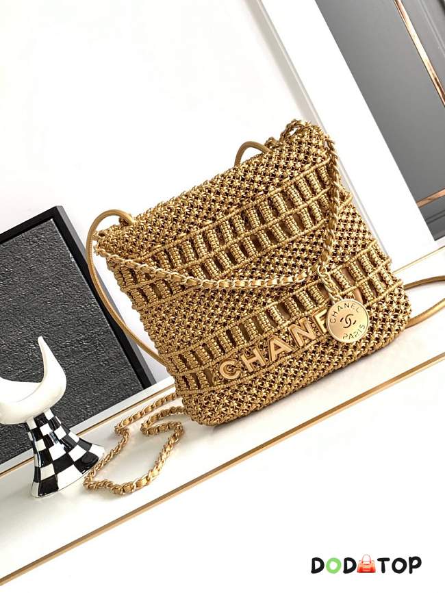 Chanel Mini 22bag Gold Woven Cowhide Bag Size 23 x 18.5 x 6 cm - 1