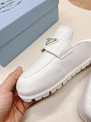Prada Logo Leather Loafer in White  - 5