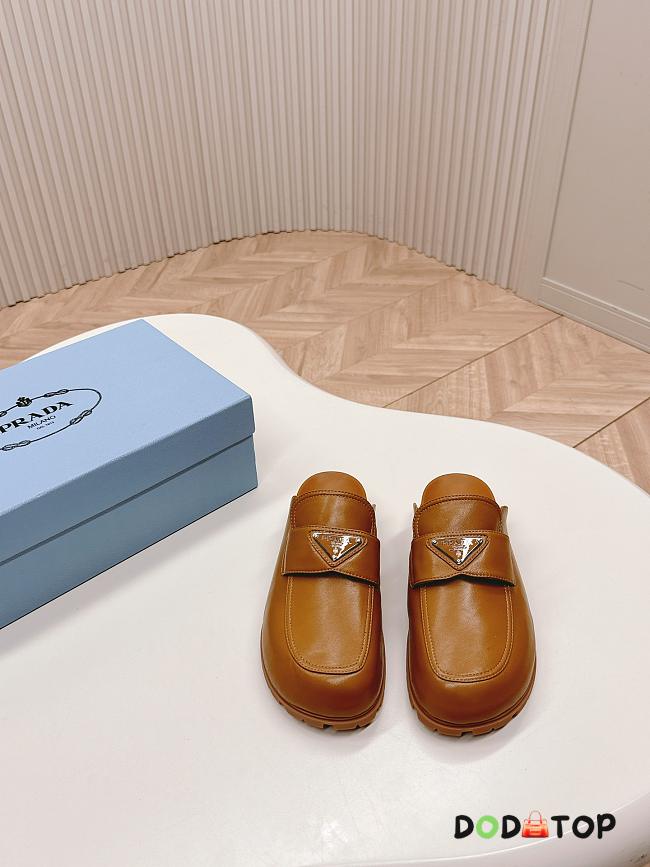 Prada Logo Leather Loafer in Brown - 1