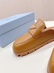 Prada Logo Leather Loafer in Brown - 4