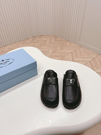 Prada Logo Leather Loafer in Black