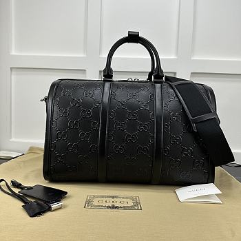 Gucci Jumbo GG Small Duffle Bag In Black Leather Size 45 x 29 x 25 cm