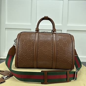 Gucci Jumbo GG Small Duffle Bag In Brown Leather Size 45 x 29 x 25 cm
