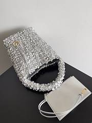 Bottega Veneta Small Cabat Bucket Bag Silver Size 26 x 13 x 21 cm - 6