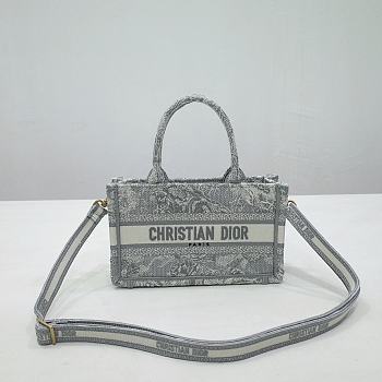 Dior Mini Book Tote Bag With Strap Gray Size 21.5 x 13 x 7.5 cm
