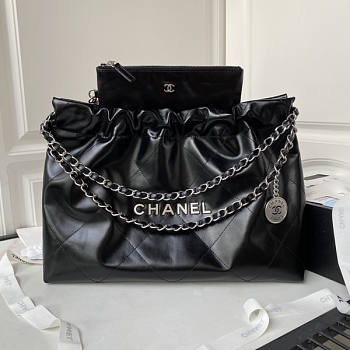 Chanel 22 Tote Handbag Silver Hardware Black Size 30 × 45 × 8 cm