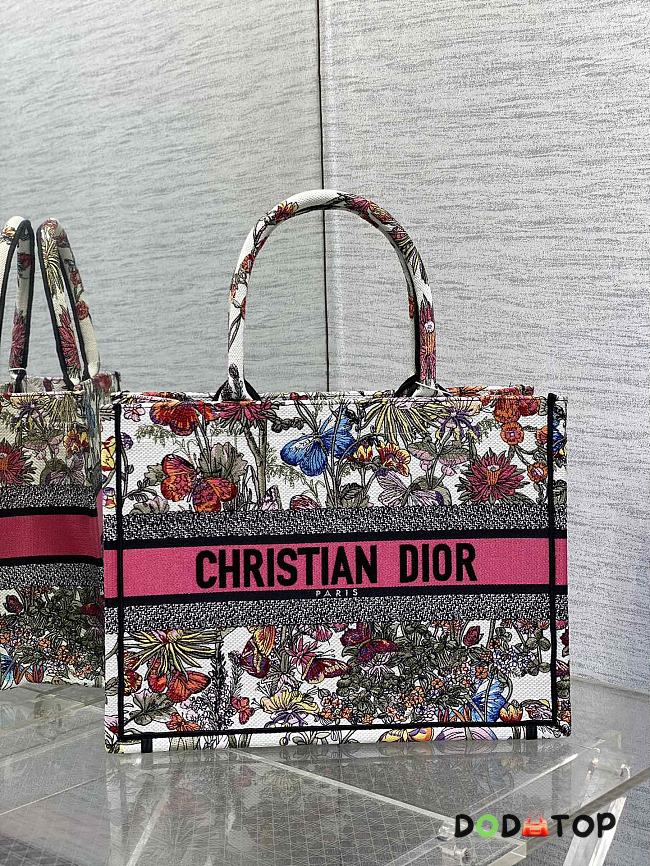 Dior Book Tote Flowers Embroidery Medium Size 36 cm - 1