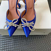 Amina Muaddi Rosie Sling Heels Silk 95mm Blue - 3