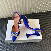 Amina Muaddi Rosie Sling Heels Silk 95mm Blue - 6