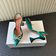 Amina Muaddi Rosie Sling Heels Silk 95mm Green - 2