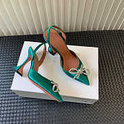 Amina Muaddi Rosie Sling Heels Silk 95mm Green - 3