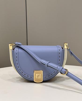 Fendi Moonlight Leather Shoulder Bag Light Blue Size 19 × 8 × 14 cm