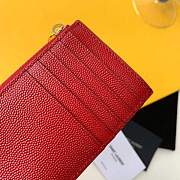  YSL Monogram Zippered Card Case Red Gold Size 13 x 8 x 2 cm - 3