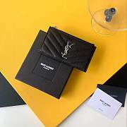 YSL Monogram Zippered Card Case Black/Silver Size 13 x 8 x 2 cm - 1