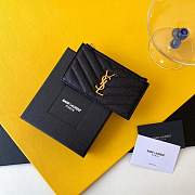 YSL Monogram Zippered Card Case Black/Gold Size 13 x 8 x 2 cm - 1