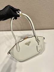 Prada Long Handle Zipper Dumpling White Bag Size 26 x 17 x 9 cm - 3