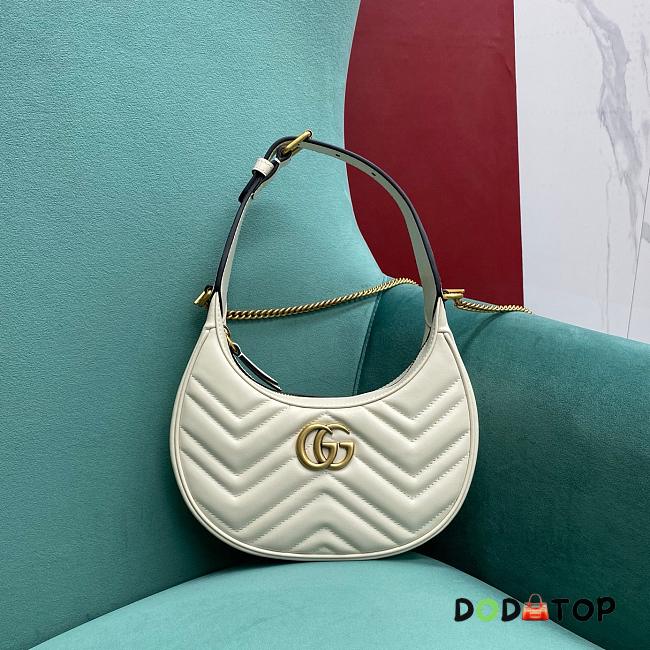 Gucci Marmont Half Moon White Bag Size 21.5 x 11 x 5 cm - 1