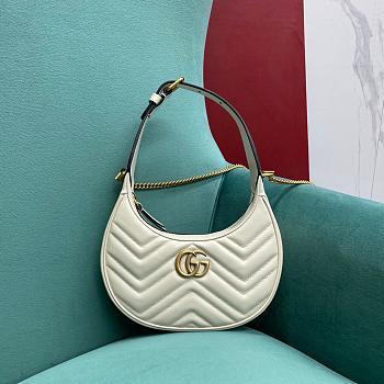 Gucci Marmont Half Moon White Bag Size 21.5 x 11 x 5 cm