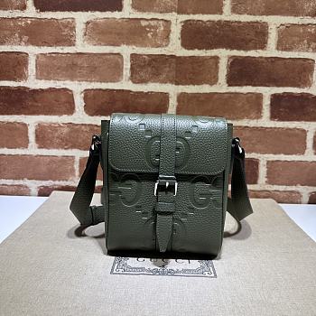Gucci Jumbo Gg Small Messenger Bag Dark Green Size 14.5 x 18.5 x 4.5 cm