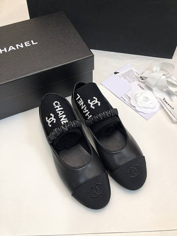 Chanel Black Flats (No Sock)