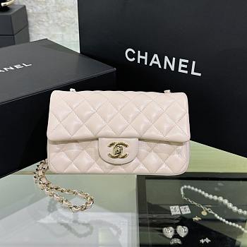 Chanel Flap Bag Off White Lambskin Gold Hardware Size 20 cm