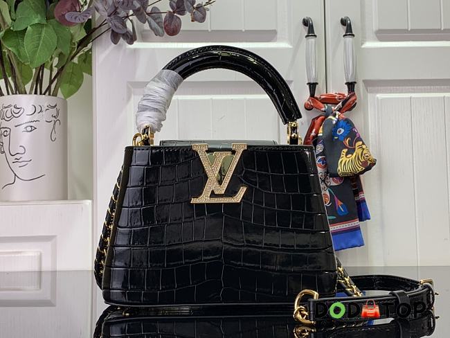 Louis Vuitton LV Capucines Mini Handbag Crocodile Pattern M48865 Black Size 21 x 14 x 8 cm - 1